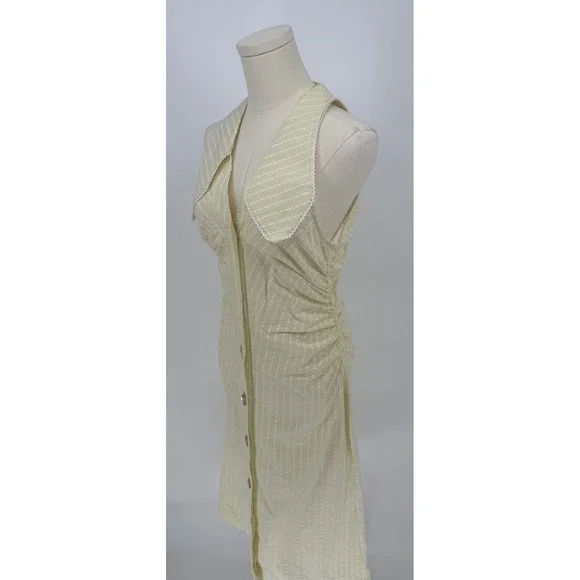 NWT Ganni Seersucker Midi Dress in Stripe Flan Sz 36 US 4 $345